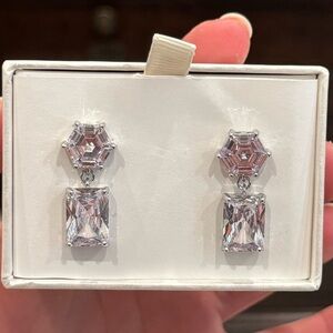 Classy CZ Drop Earrings in Silver